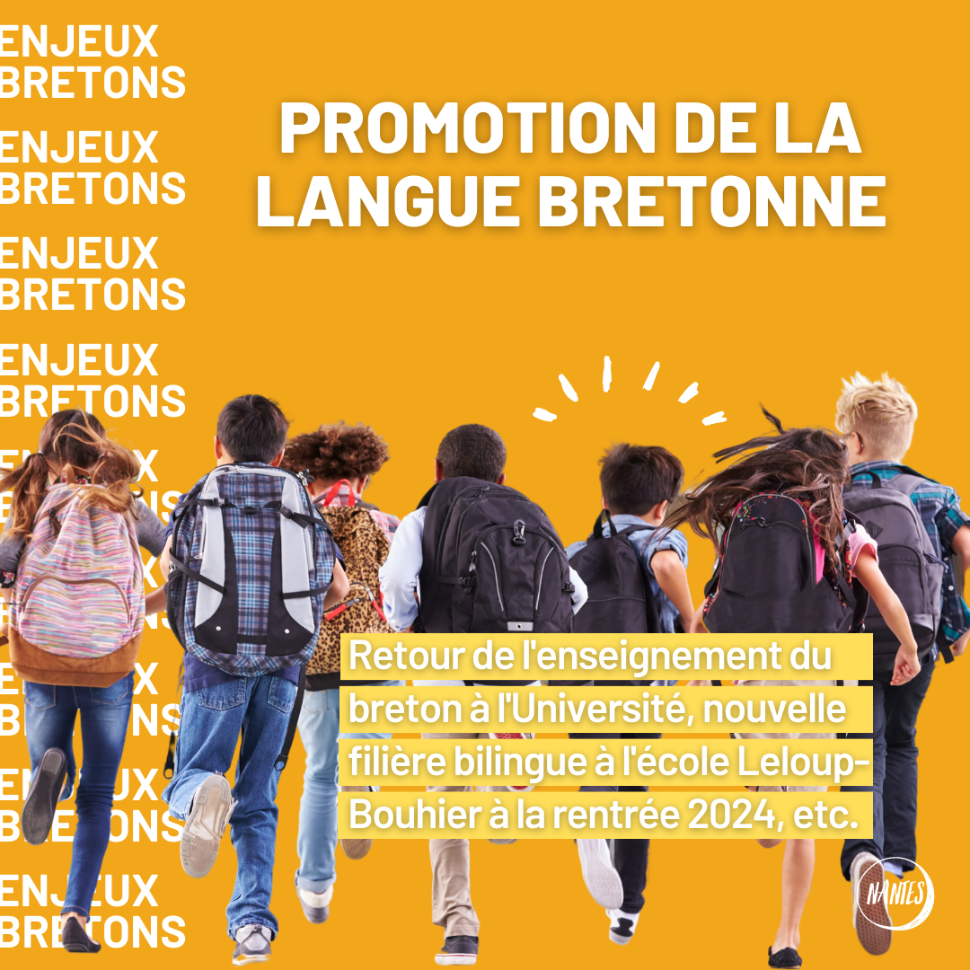 Promotion de la langue bretonne. enfants qui courent.